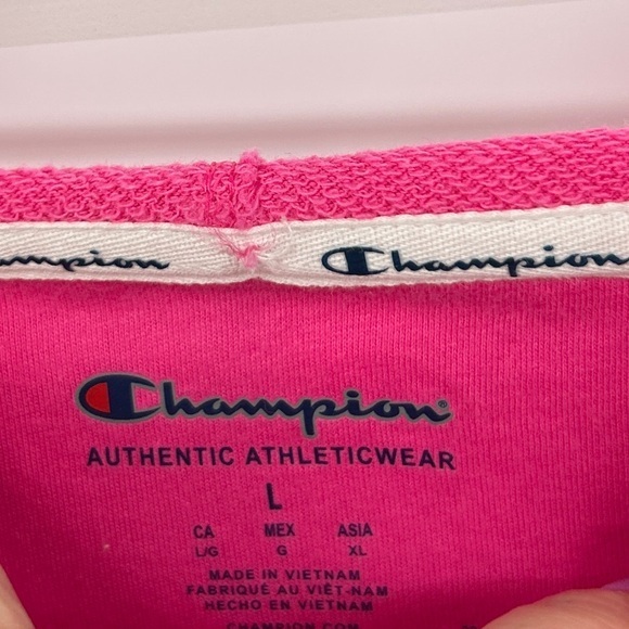 Champion New Logo Hooded Sweatshirt Barbie Pink Hoodie Athletic Cotton Rainbow - Picture 5 of 5
